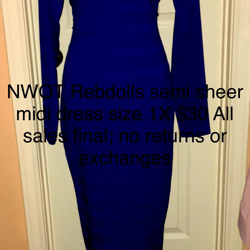 NWOT semi sheer Rebdolls midi dress size 1X $30
